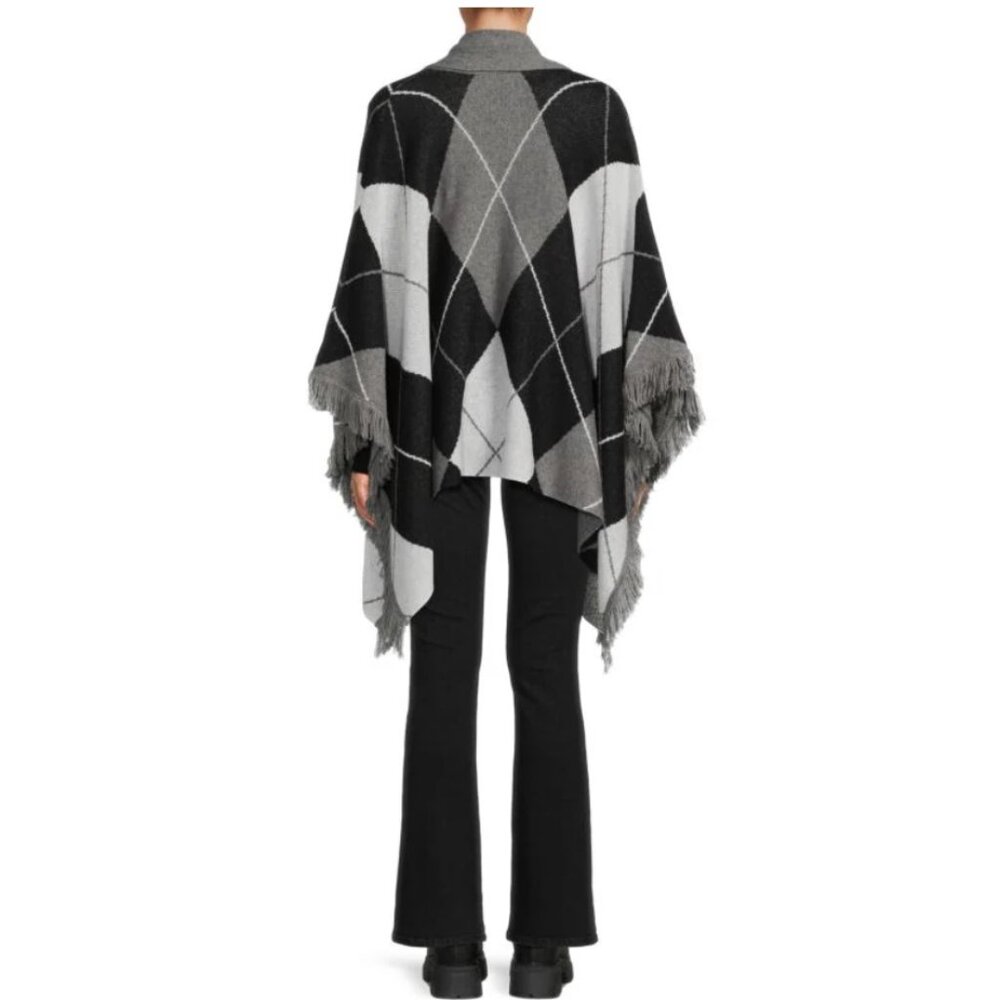 L'AGENCE Jaclyn Argyle wool Blend Poncho/Cape - Picture 14 of 14